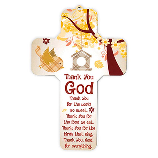 Thank You God, Children's Cross 18cm High Christian Prayer Plaque