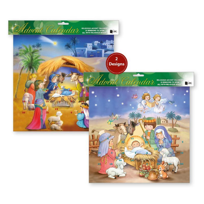 Religious Advent Calendars With Glitter, Children's Baby Jesus In A Manger 2 Different Designs