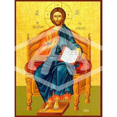 Christ The Saviour of the World Enthroned, Mounted Icon Print Size 20cm x 26cm