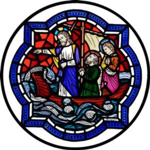 Cathedral Stained Glass, Christ Calming the Sea, Lady Chapel Hereford Cathedral, Stained Glass Window Transfer 13.5cm Diameter