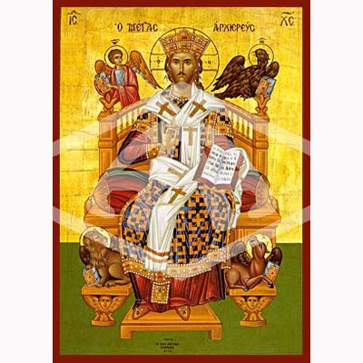 Christ The King Enthroned, Mounted Icon Print Size 20cm x 26cm