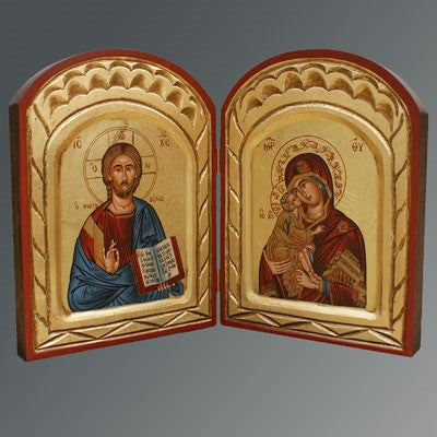 Christ, and Mother & Child, Large Diptych Handmade Icon