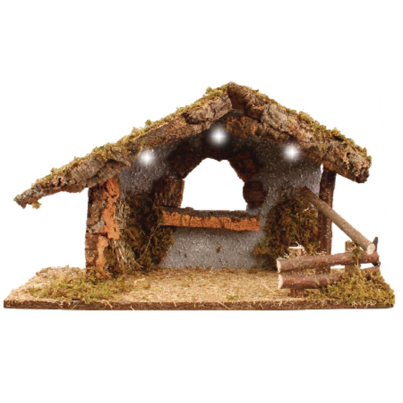Wooden Nativity Crib Stable, 49cm / 19 Inches Wide Pilgrim Shop