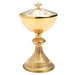 Church Supplies, Church Ciborium With Sunray Patterned Base Gold Plated 21cm high, holds 200 peoples hosts