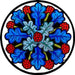 Cathedral Stained Glass, Cloister Motif Blue Mont St Michel Abbey France, Stained Glass Window Transfer 13.5cm Diameter