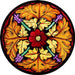 Cathedral Stained Glass, Cloister Motif Gold Mont St Michel Abbey France, Stained Glass Window Transfer 13.5cm Diameter