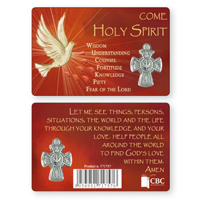 Come Holy Spirit, Confirmation Prayer Card With Holy Spirit Medal LIMITED STOCK