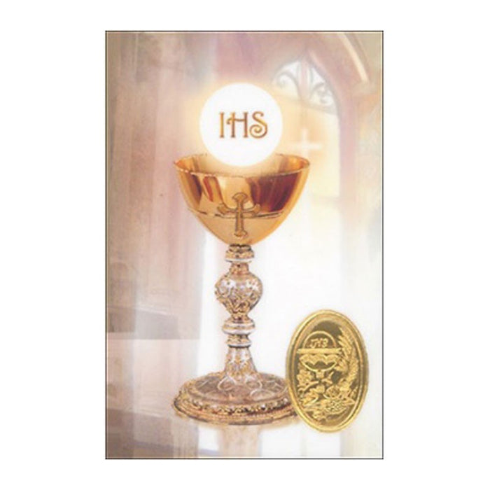 First Holy Communion Laminated Prayer Card, Chalice Design