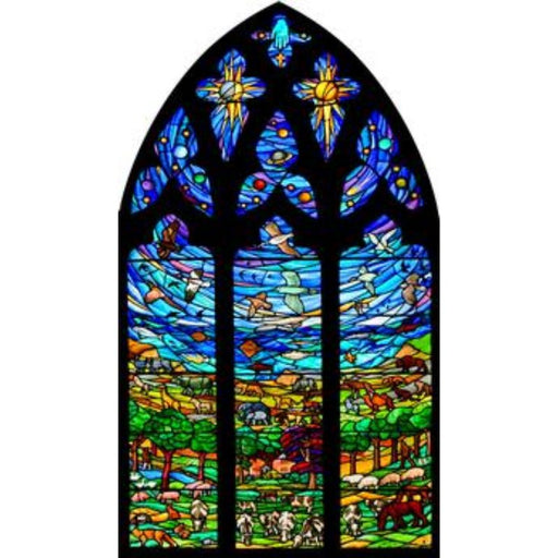 Cathedral Stained Glass, Creation Window, St Mary's Parish Church Nantwich, Stained Glass Window Transfer 19.5cm High