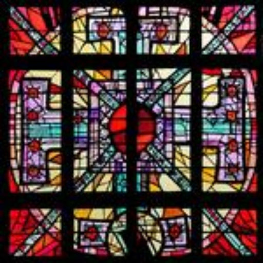 Cathedral Stained Glass, Cross Motif, by Lawrence Lee Coventry Cathedral, Stained Glass Window Transfer 13.5cm High