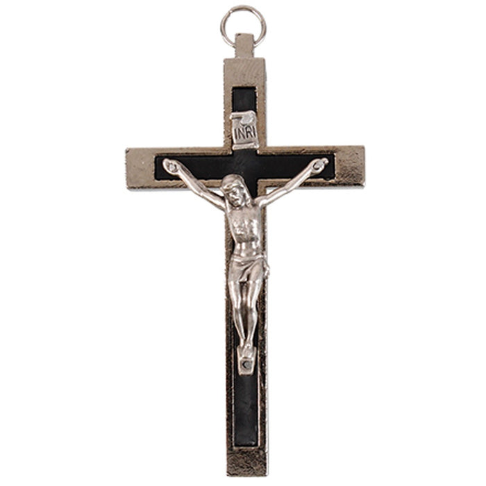 Metal Crucifix - Inset With Durable Black Plastic 7.5cm / 3 Inches High