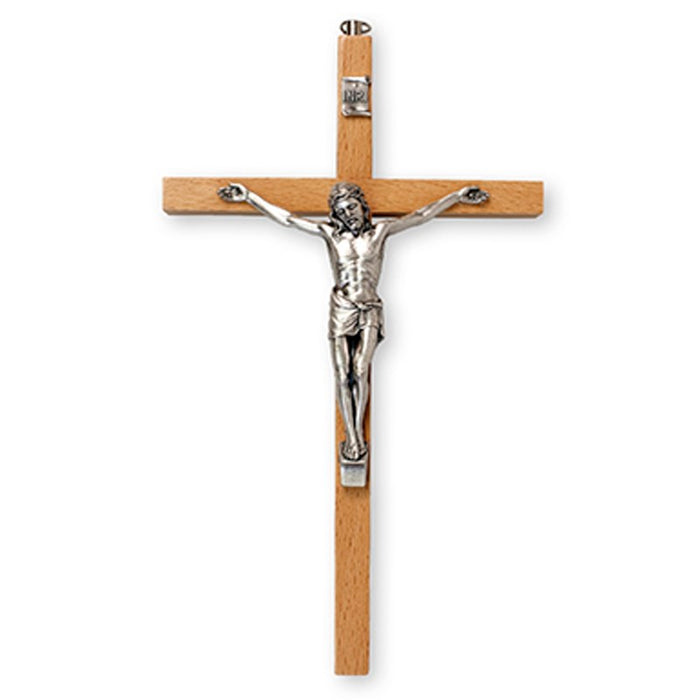 Wood Crucifix With Metal Figure 24CM / 9.5 Inches High