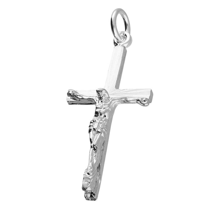 Sterling Silver Crucifix Pendant 30mm High Diamond Cut Design
