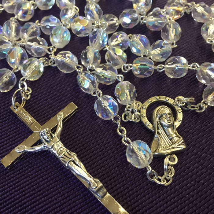 Crystal Coloured Glass Rosary 7mm Beads