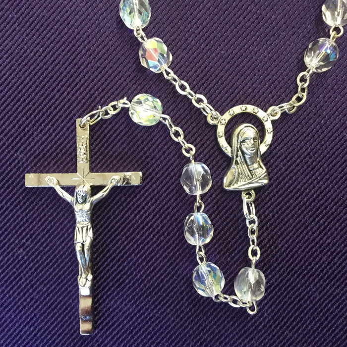 Crystal Coloured Glass Rosary 7mm Beads