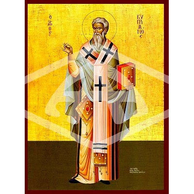Cyprian Bishop of Carthago, Mounted Icon Print Size: 20cm x 26cm
