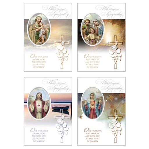 Catholic Mass Cards, With Deepest Sympathy Mass Greetings Cards, Pack of 12 Cards With 4 Different Designs