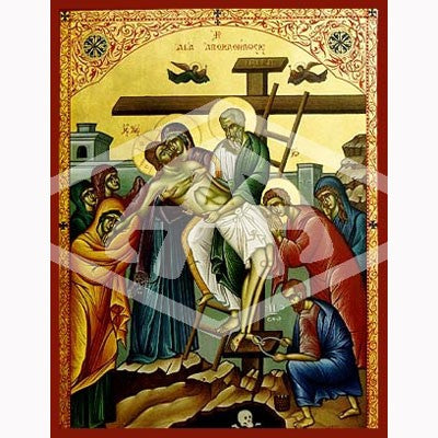 Descent From The Cross, Mounted Icon Print Size 20cm x 26cm