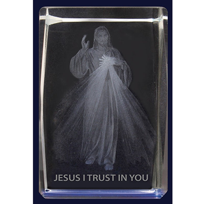 Divine Mercy Lazer Engraved Crystal Statue 6cm High