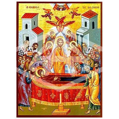 Dormition of the Virgin, Mounted Icon Print 20 x 26cm