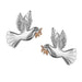 Dove Of Peace, Two Tone Sterling Silver & Gold Plate Stud Earrings 17mm Wide