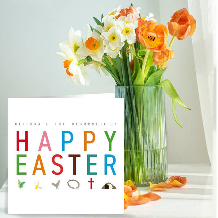 Easter Greetings Cards Pack of 5 Celebrate Easter, With Bible Verse On the Inside Romans 8:34