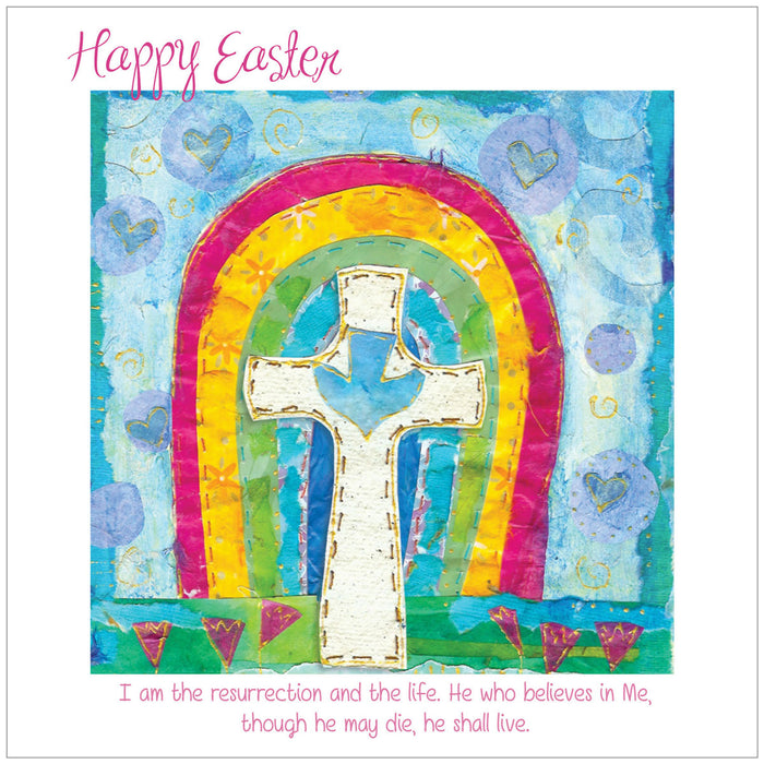 Christian Easter Greetings Cards Pack of 5, Easter Rainbow