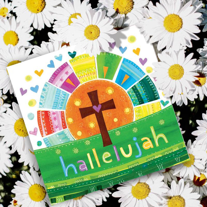 Easter Greetings Cards Pack of 5 Hallelujah, With Bible Verse On the Inside John 11:25
