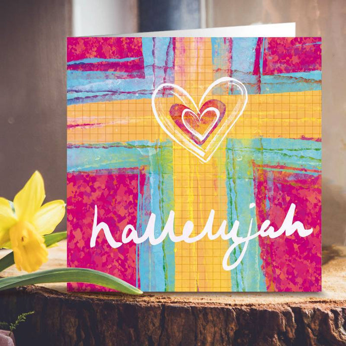 Easter Greetings Cards Pack of 5 Hallelujah Heart, With Bible Verse On the Inside 1 Peter 1:3