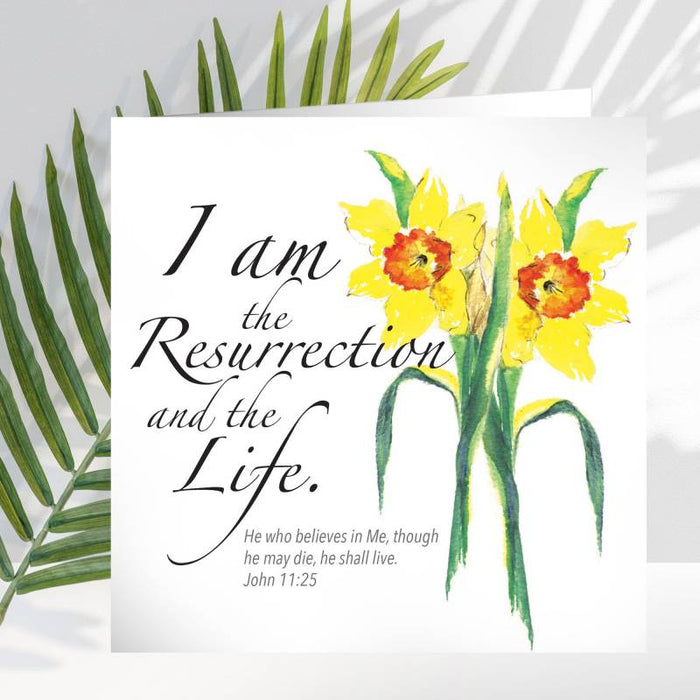 Easter Greetings Cards Pack of 5, I Am The Resurrection, With Bible Verse On the Inside John 3:16