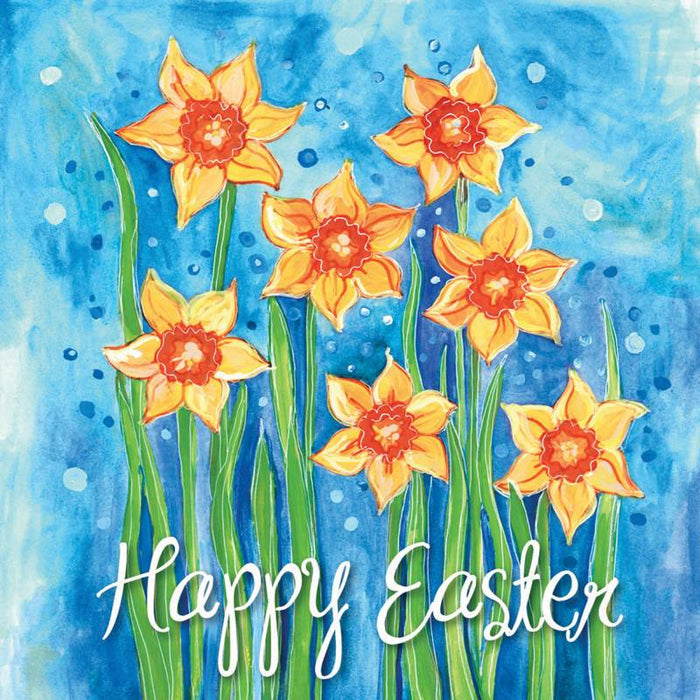 Easter Greetings Cards Pack of 5 Sunny Daffodils, With Bible Verse On the Inside 1 John 4:10