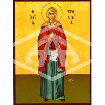 Erasmia The Martyr, Mounted Icon Print Size: 20cm x 26cm