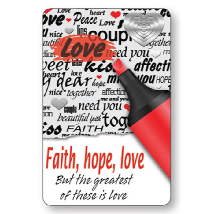 Faith Hope and Love, Laminated Prayer Card With Bible Text Hebrews 11:1 On The Reverse LIMITED STOCK