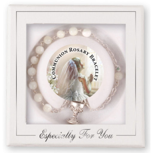 First Holy Communion Catholic Gifts,First Holy Communion Rosary Bracelet, Especially For You Mother Of Pearl Glass Beads