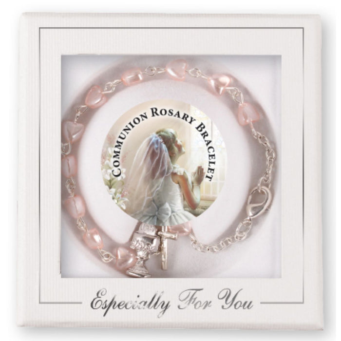 First Holy Communion Rosary Bracelet, Especially For You Pink