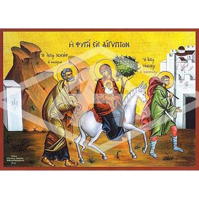 Flight Into Egypt, Mounted Icon Print Size 20cm x 26cm