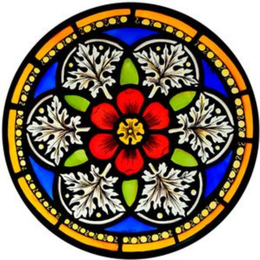 Cathedral Stained Glass, Floral Motif, Freiburg Cathedral Germany, Stained Glass Window Transfer 13.5cm Diameter