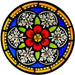 Cathedral Stained Glass, Floral Motif, Freiburg Cathedral Germany, Stained Glass Window Transfer 13.5cm Diameter