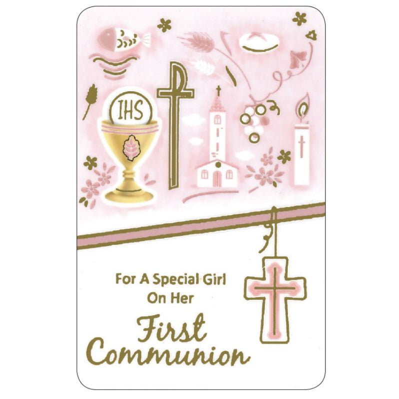 For A Special Girl On Her First Communion, Laminated Prayer Card With ...