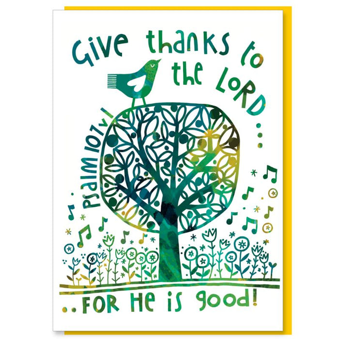 Give Thanks To The Lord, Greetings Card With Bible Verse 1 Chronicles 16:34