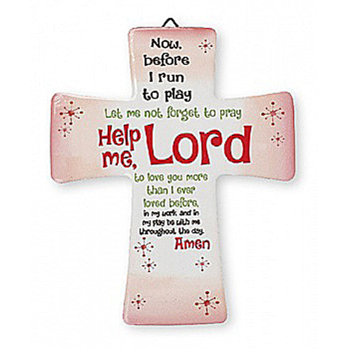 Lord Help Me, Porcelain Prayer Cross 14cm High