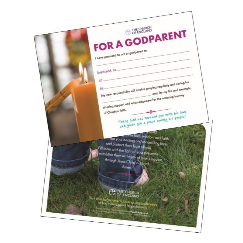 Godparent Certificate A5 Size, Pack of 20 | Pilgrim Shop Walsingham ...