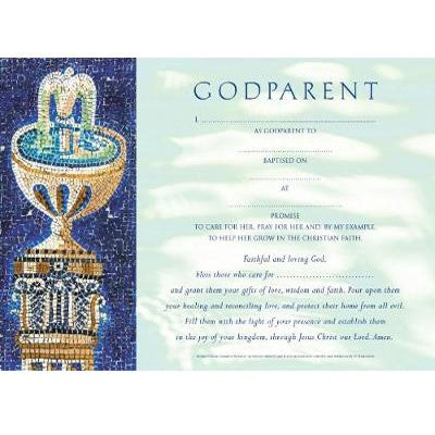 Godparent Certificate For Goddaughter Pack of 20 A5 Size