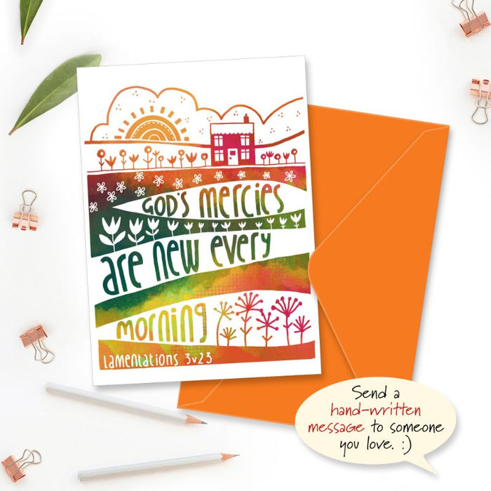 God's Mercies Are New Every Morning, Greetings Card With Bible Verse Lamentations 3:23