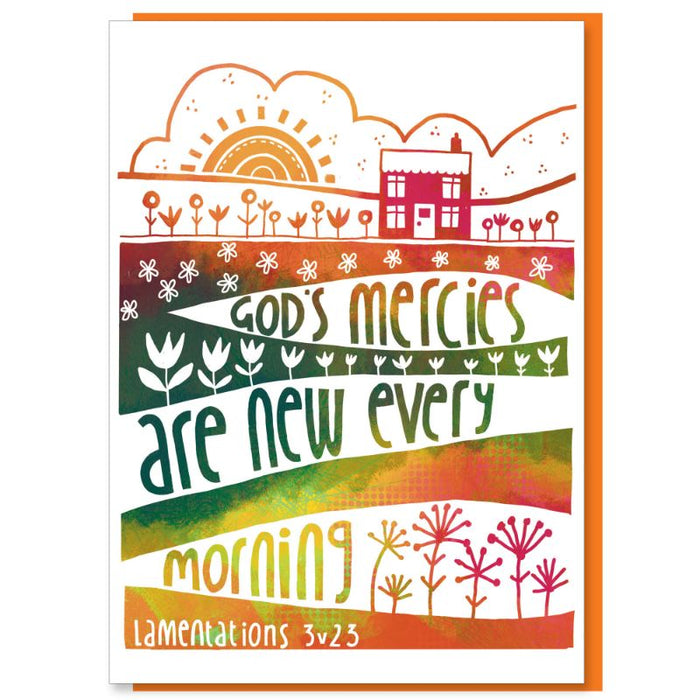 God's Mercies Are New Every Morning, Greetings Card With Bible Verse Lamentations 3:23