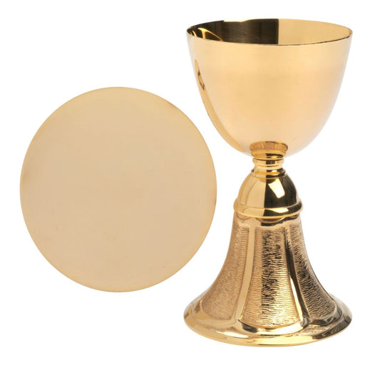 Church Supplies, Church Chalice and Paten With Engraved Base Gold Plated 18cm high, Chalice holds 10fl oz
