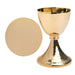 Church Supplies, Chalice and Paten Hammered Effect Base, Gold Plated 19.5cm High, Chalice Holds 12fl oz