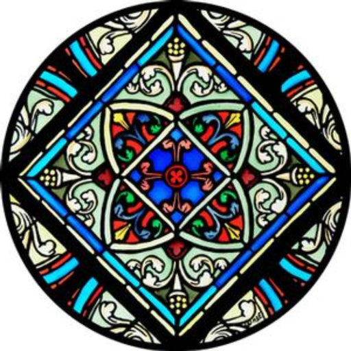 Cathedral Stained Glass, Grisaille Detail (2) Amiens Cathedral, Stained Glass Window Transfer 13.5cm Diameter