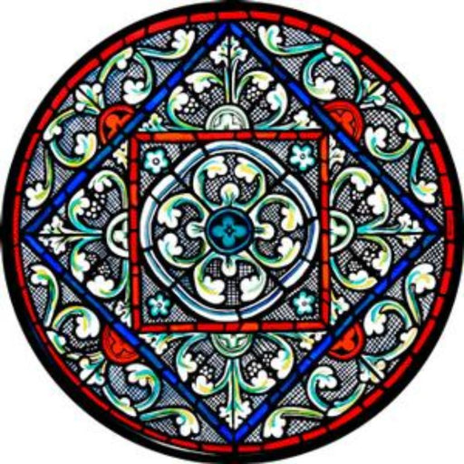 Cathedral Stained Glass, Grisaille Motif, Salisbury Cathedral, Stained Glass Window Transfer 13.5cm Diameter