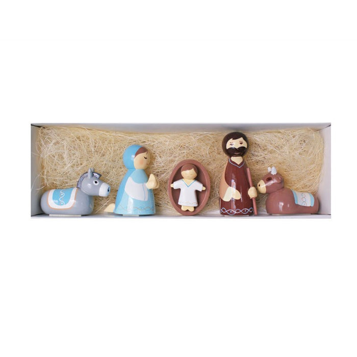 50% OFF Holy Family With Ox & Ass, Wooden Nativity Figures Handmade In the Philippines 8.5cm High VERY LIMITED STOCK